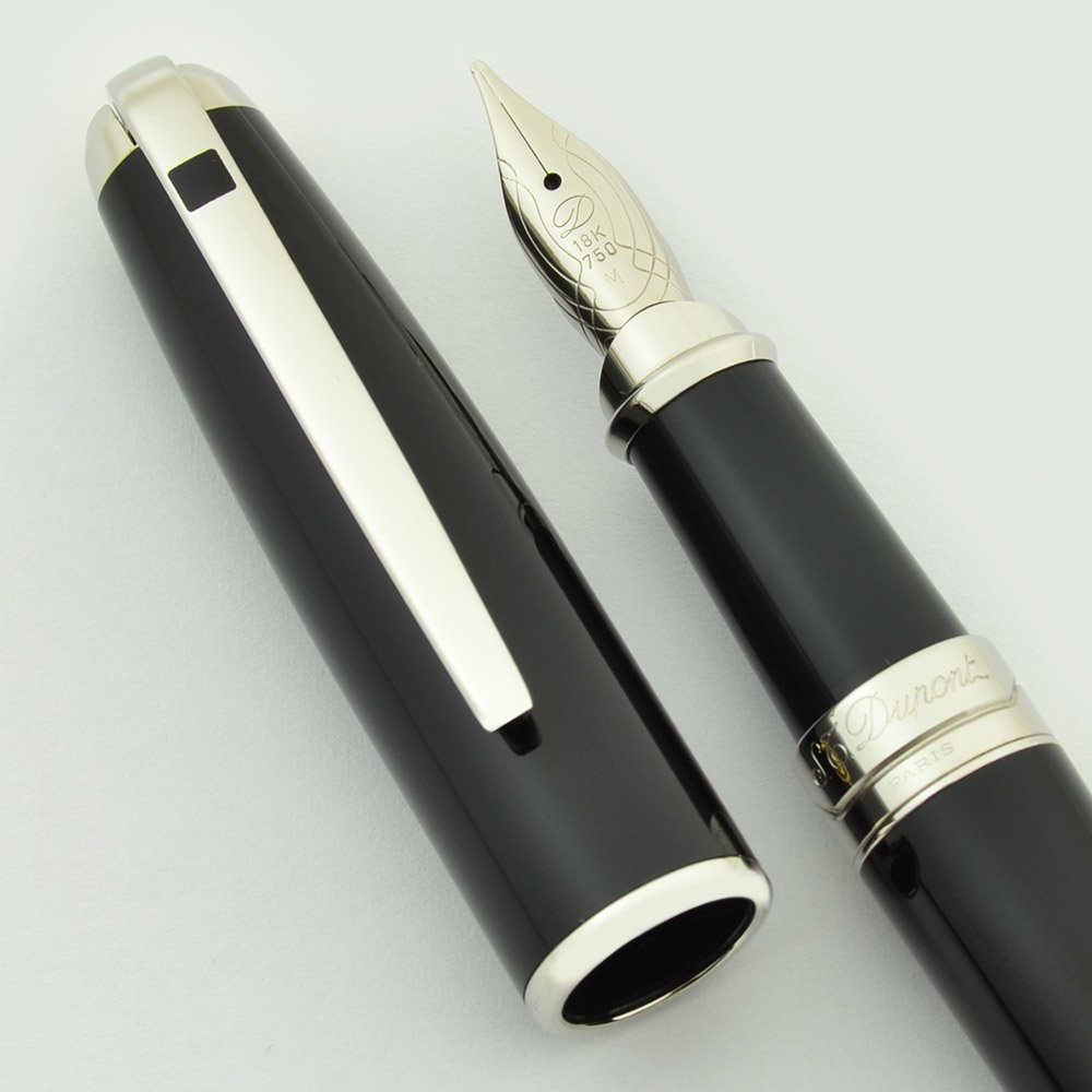 S.T. Dupont デュポン Olympio万年筆 ブラック 18K M ST Dupont Olympio Fountain Pen - Black Lacquer, Palladium